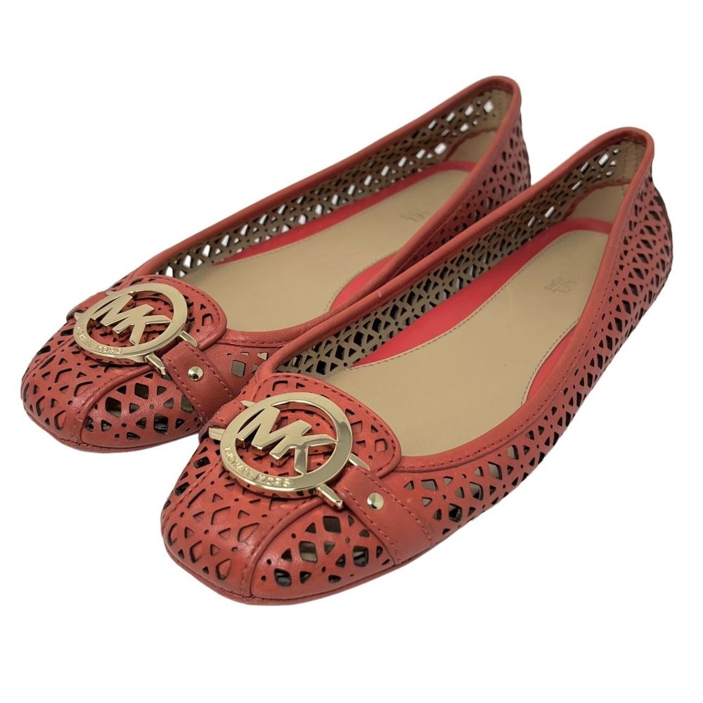 Michael Kors Fulton Moc‎ Sienna Orange Laser Cut Leather Size 7.5 M